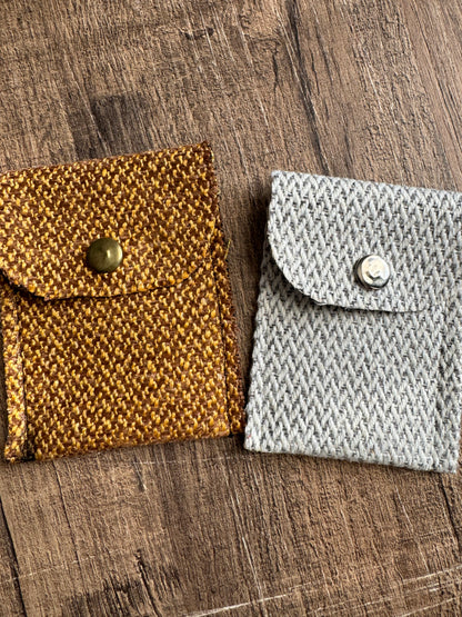 Evelyn Handmade Fabric Coin Purse Textured White/Grey Fabric