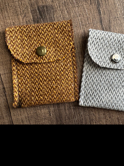 Evelyn Handmade Fabric Coin Purse Textured White/Grey Fabric