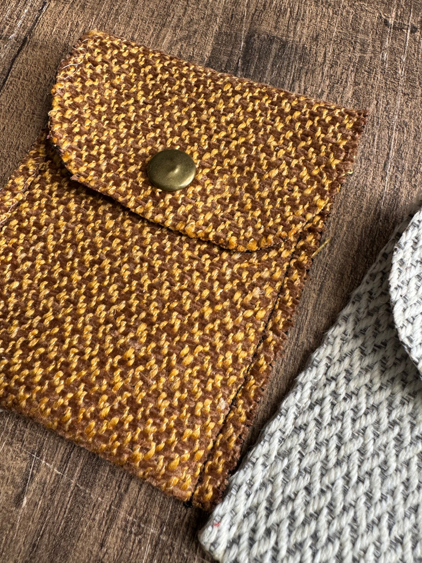 Evelyn Handmade Fabric Coin Purse Textured White/Grey Fabric