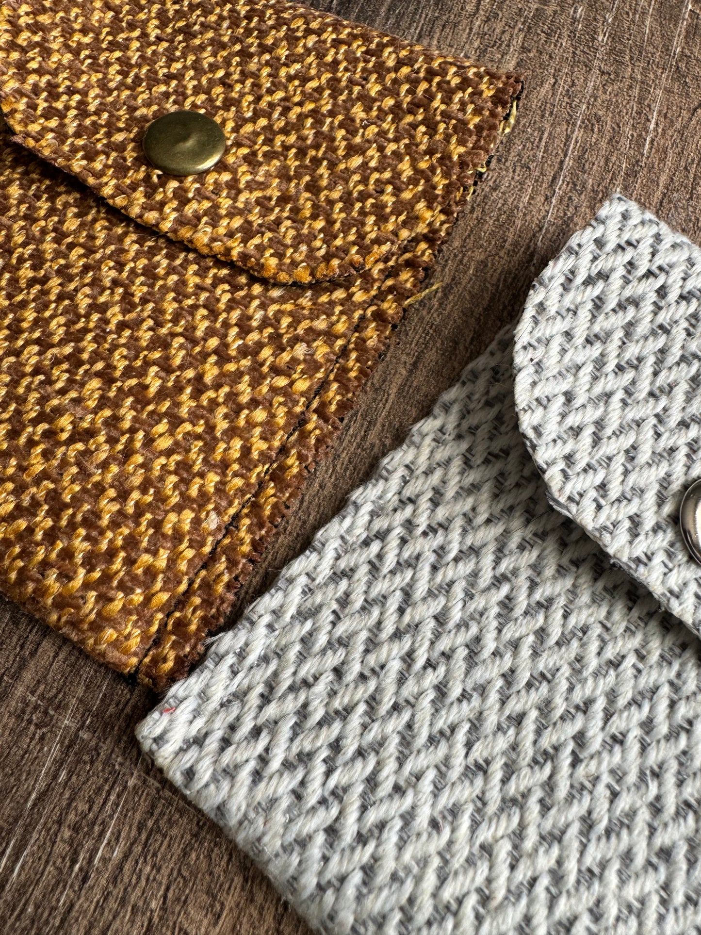 Evelyn Handmade Fabric Coin Purse Textured White/Grey Fabric