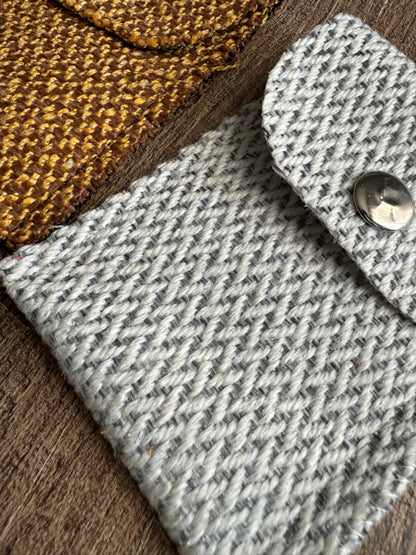 Evelyn Handmade Fabric Coin Purse Textured White/Grey Fabric