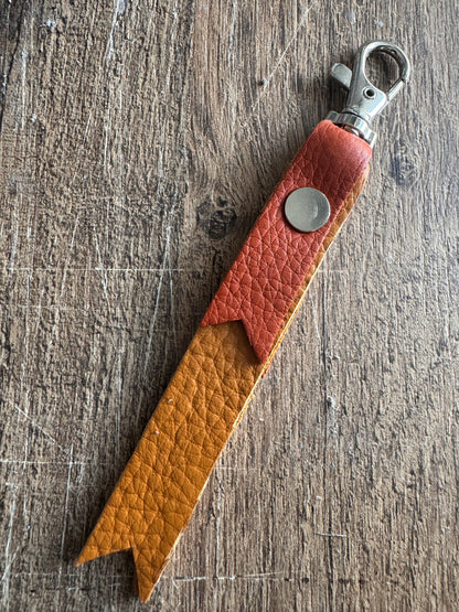 Ginnie Handmade Leather Keychain Cognac & Orange