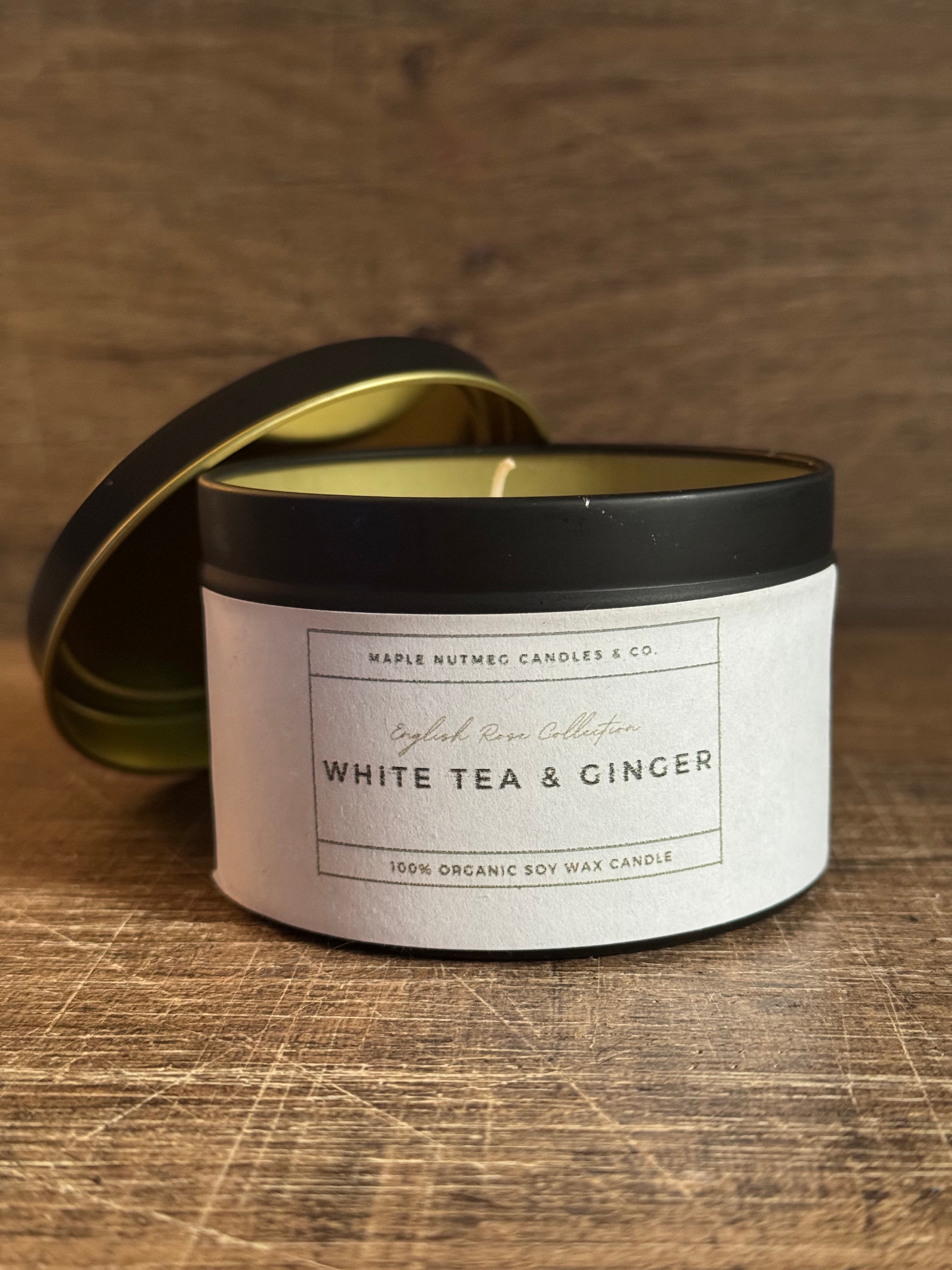 Brontë White Tea & Ginger Handmade Soy Candle Metal Container