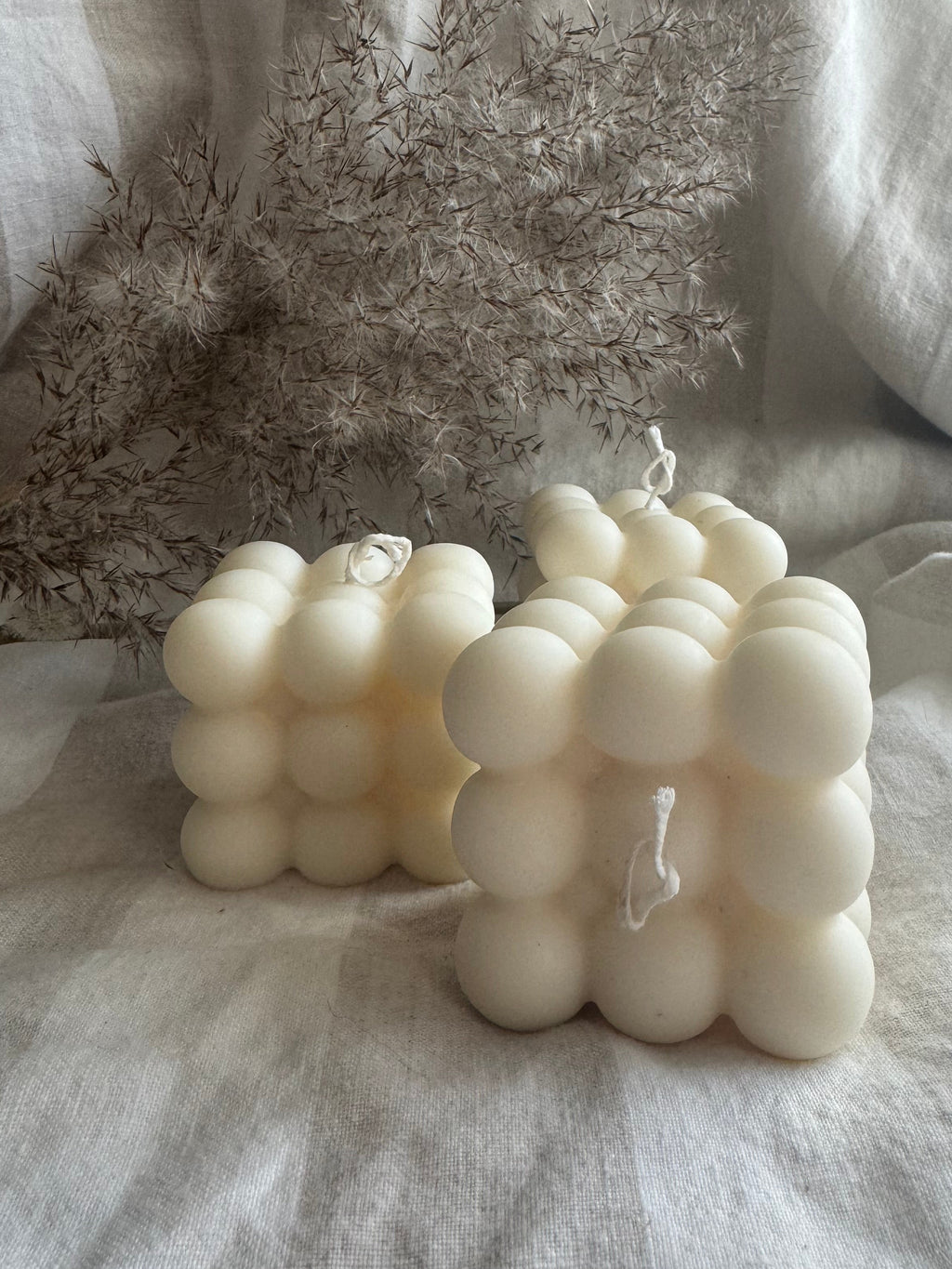 Bubble Handmade Unscented Soy Pillar Candle White