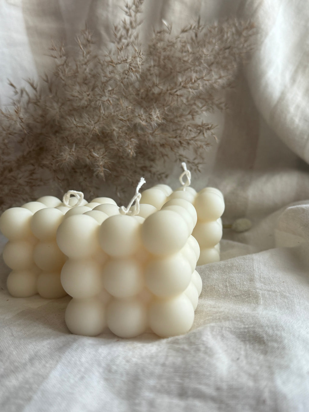 Bubble Handmade Unscented Soy Pillar Candle White