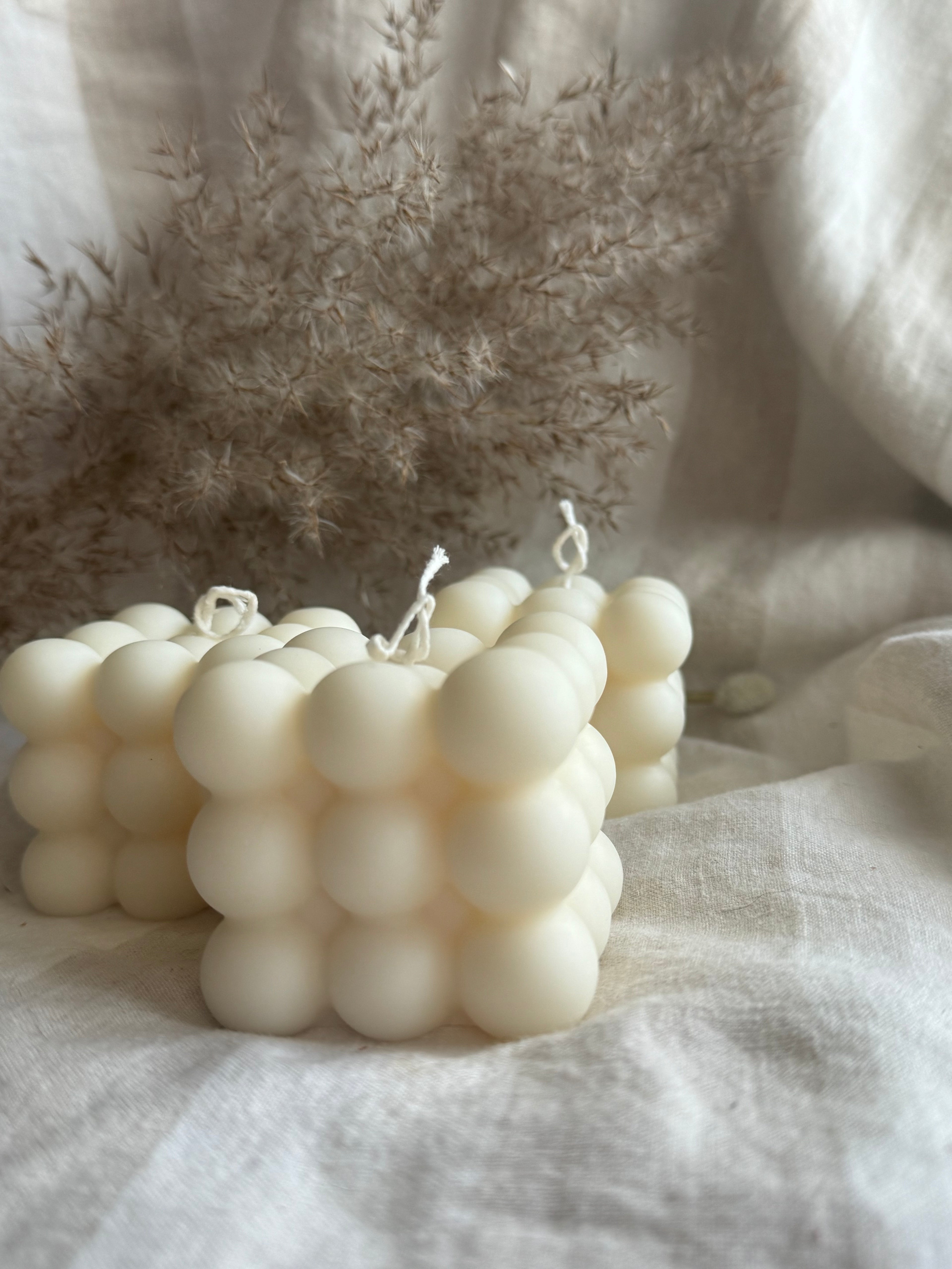 Bubble Handmade Unscented Soy Pillar Candle White