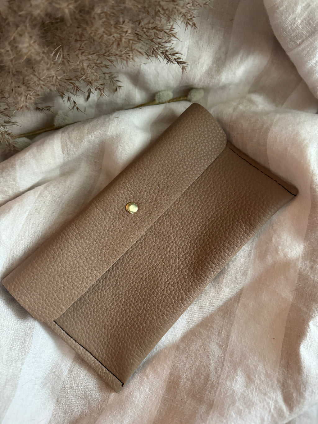 Hazel Handmade Leather Purse Beige ( Medium )