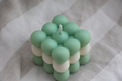 Bubble Handmade Colour Organic Soy Candle Mint & White Colour Unscented