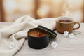 Brontë Handmade Coffee Scented Soy Candle in Matte Black Metal Container