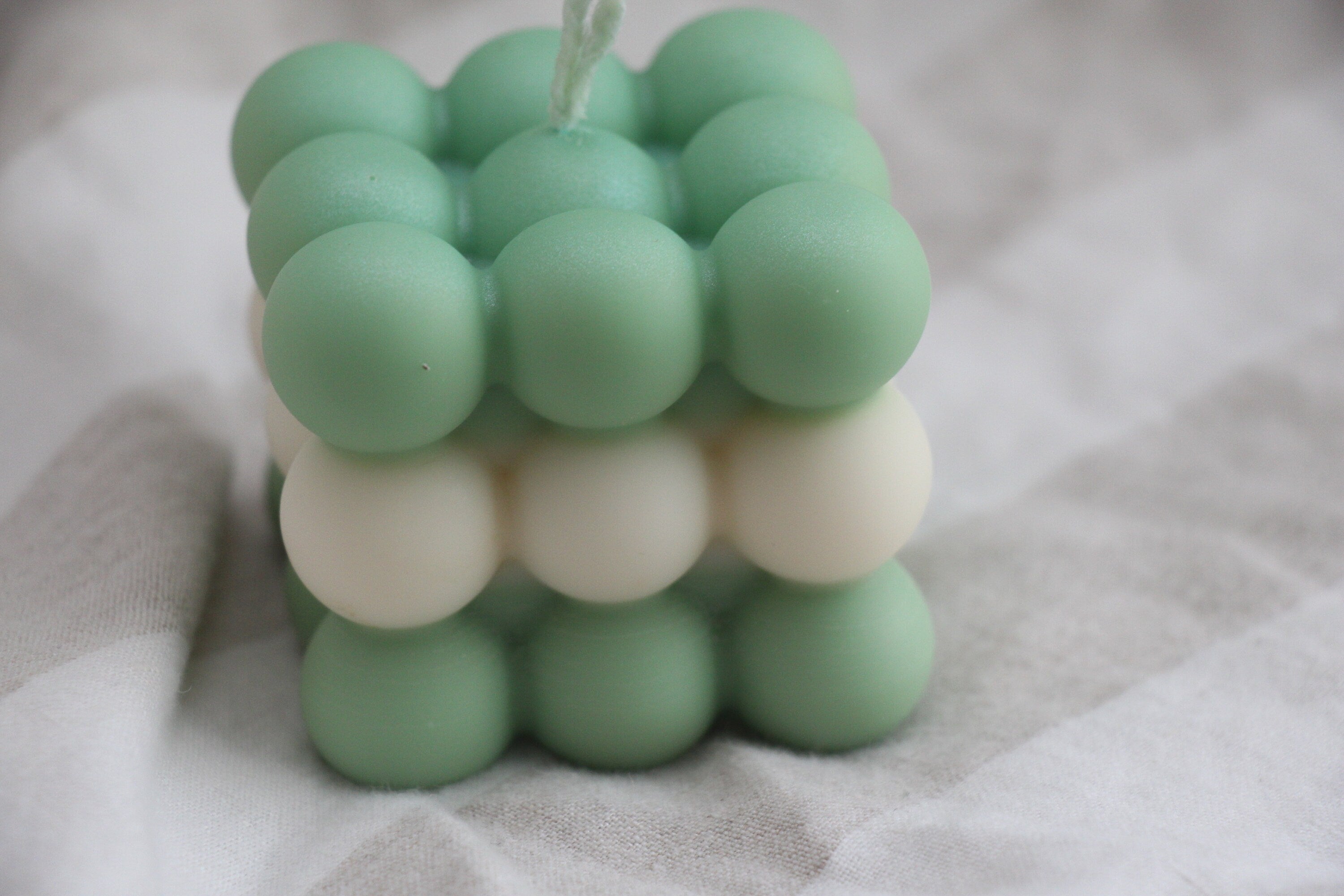 Bubble Handmade Colour Organic Soy Candle Mint & White Colour Unscented