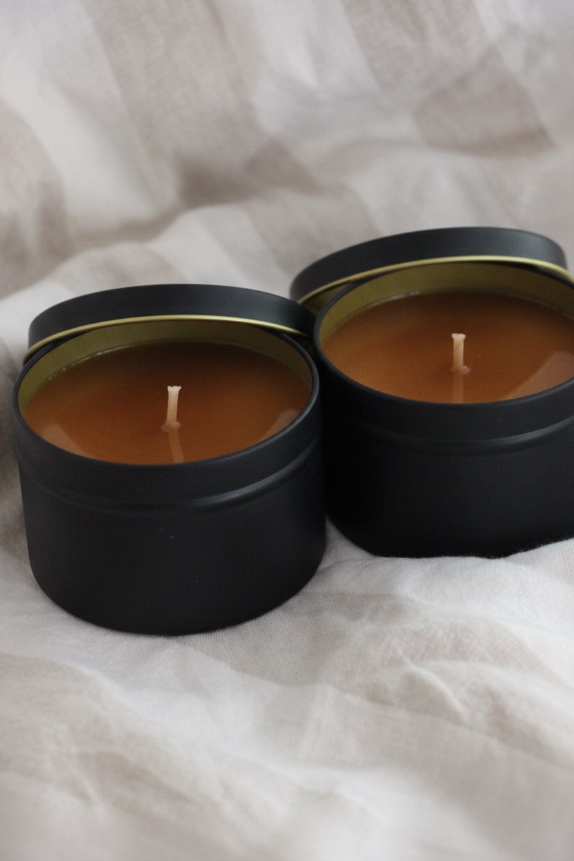Brontë Handmade Coffee Scented Soy Candle in Matte Black Metal Container