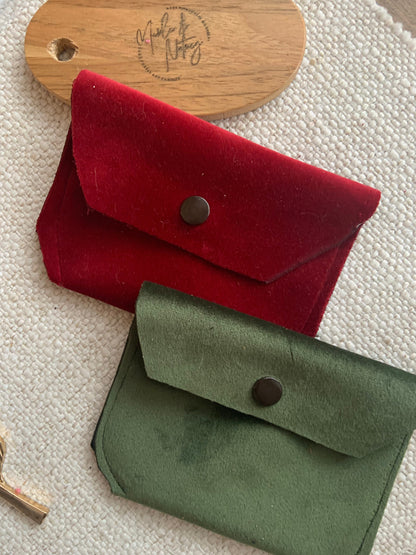 Bethanie Handmade Reclaimed Velvet Fabric Coin Purse Dark Red