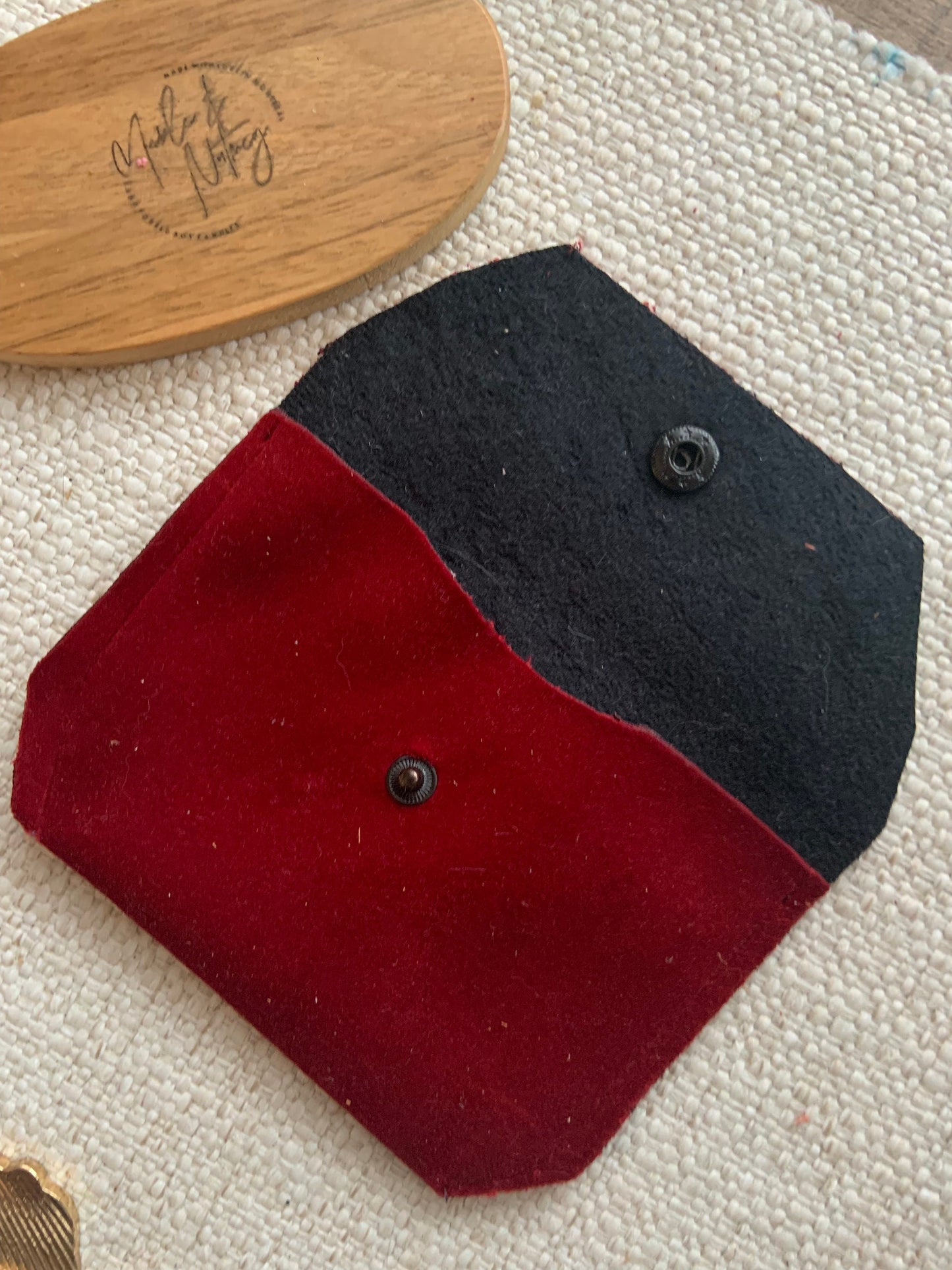 Bethanie Handmade Reclaimed Velvet Fabric Coin Purse Dark Red