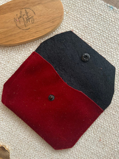 Bethanie Handmade Reclaimed Velvet Fabric Coin Purse Dark Red