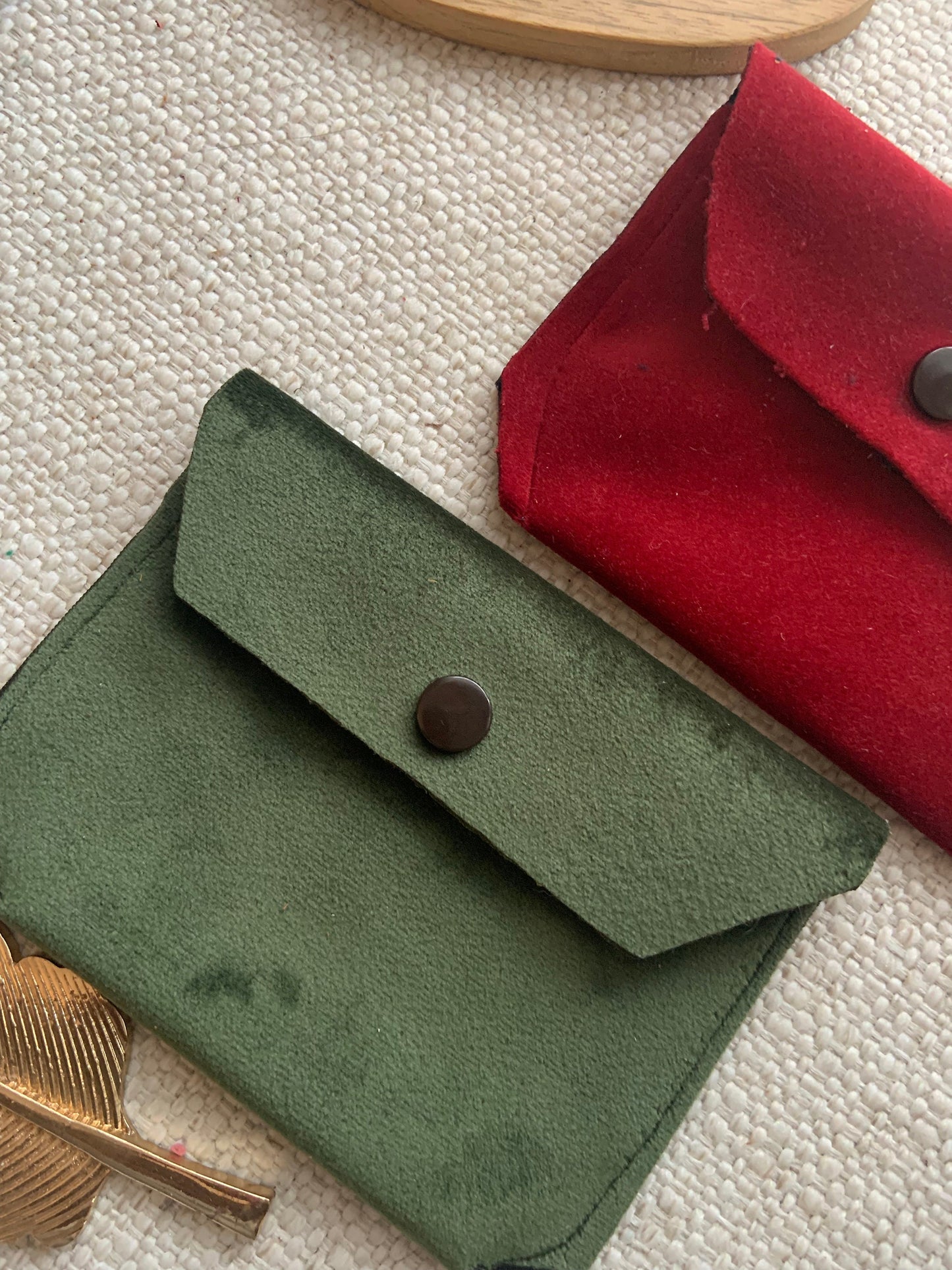 Bethanie Handmade Reclaimed Velvet Fabric Coin Purse Dark Red