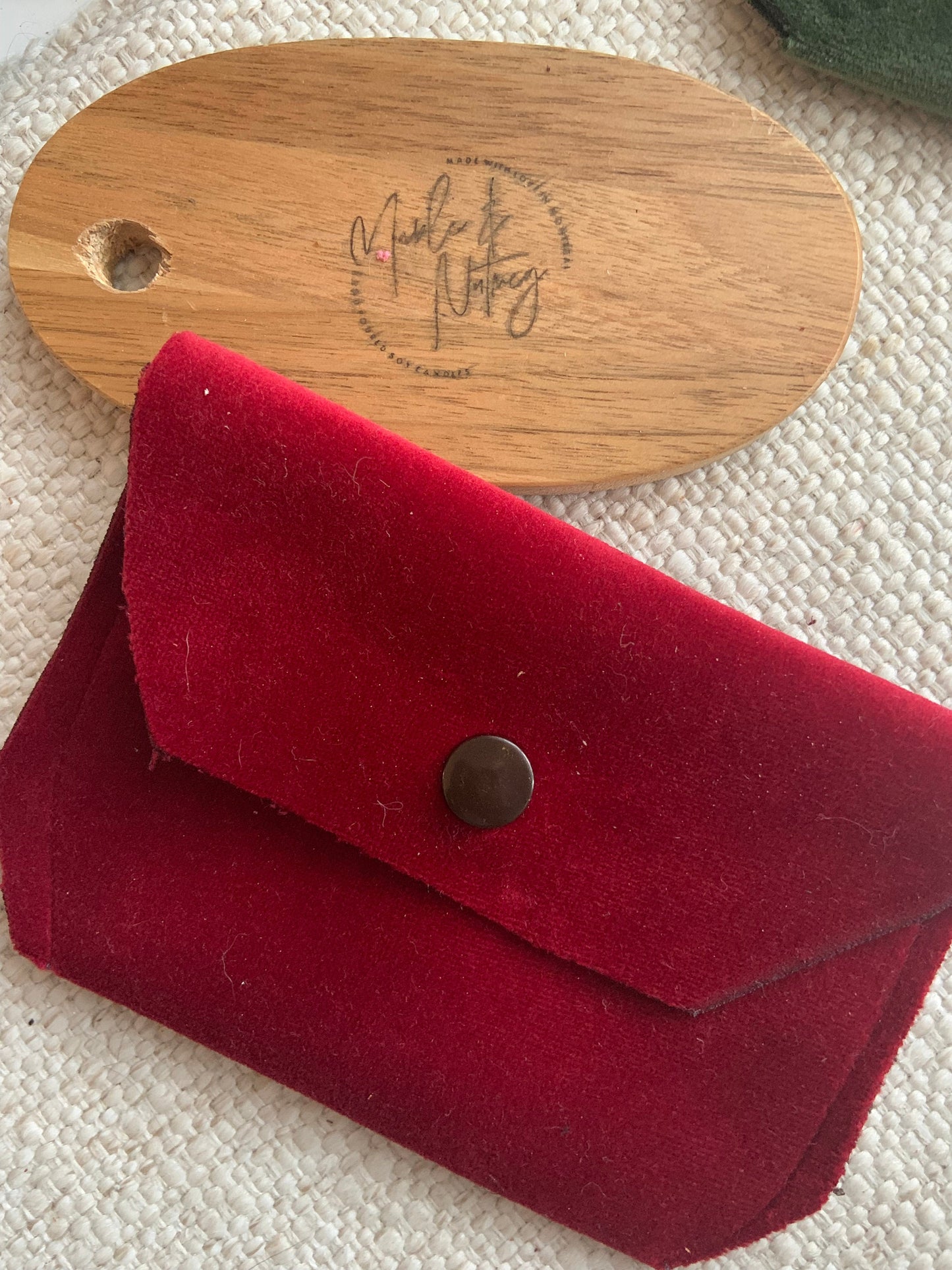 Bethanie Handmade Reclaimed Velvet Fabric Coin Purse Dark Red