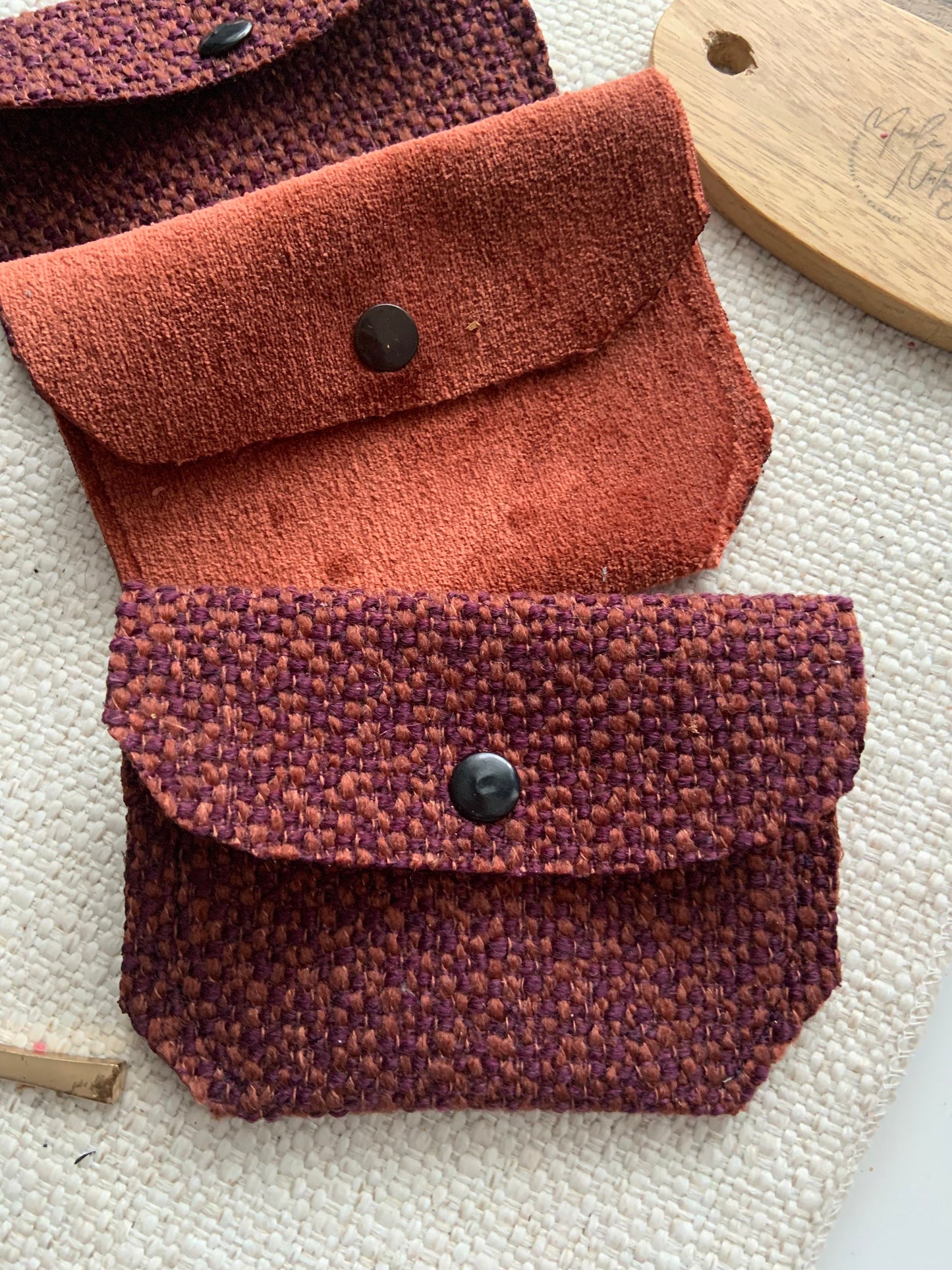 Bethanie Handmade Fabric Coin Purse Velvety Orange Fabric