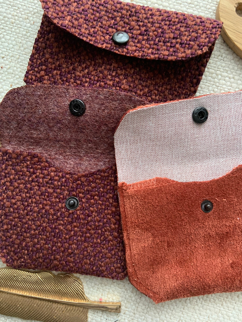 Bethanie Handmade Fabric Coin Purse Velvety Orange Fabric
