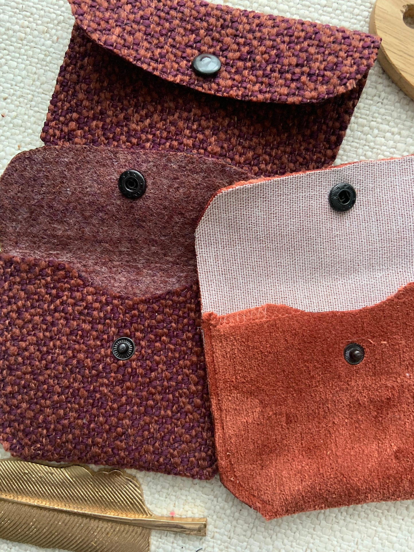 Bethanie Handmade Fabric Coin Purse Velvety Orange Fabric