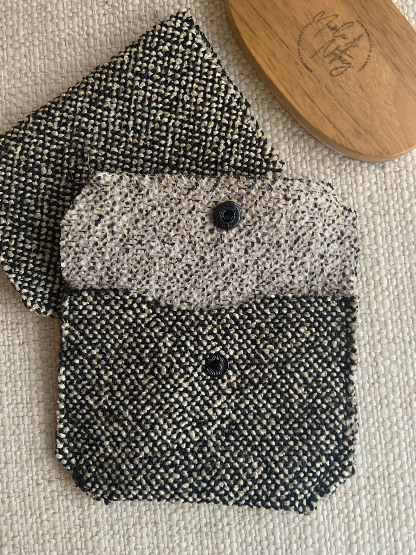 Bethanie Handmade Fabric Coin Purse Woven Black/White Mix
