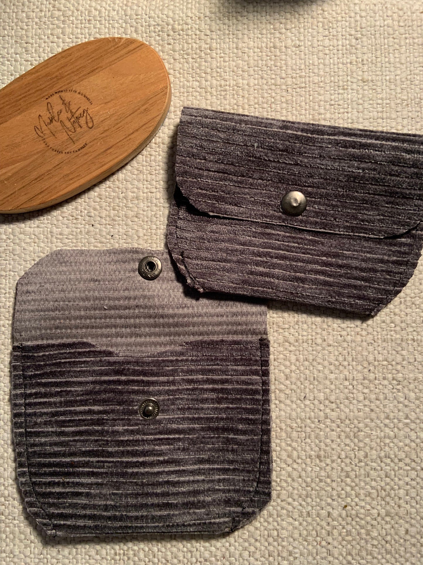 Bethanie Handmade Fabric Coin Purse Corduroy Grey