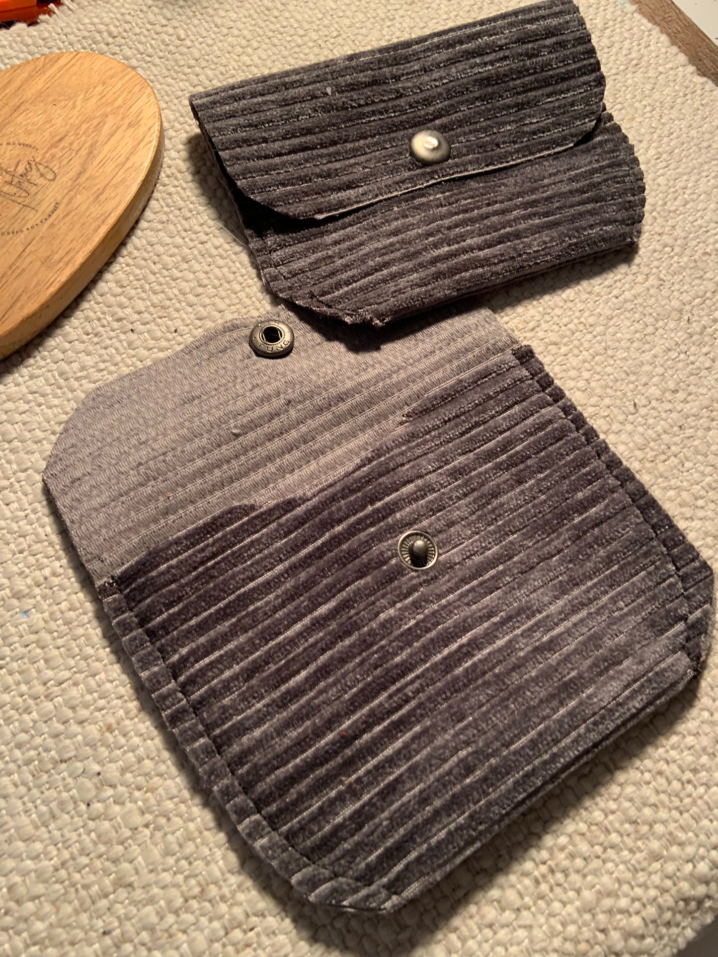 Bethanie Handmade Fabric Coin Purse Corduroy Grey