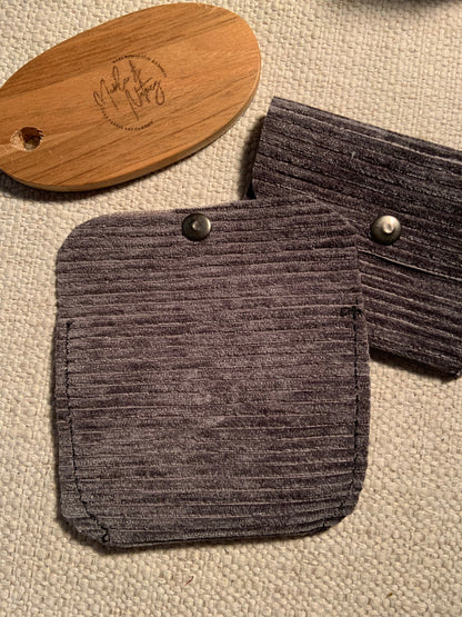 Bethanie Handmade Fabric Coin Purse Corduroy Grey