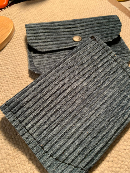 Bethanie Handmade Fabric Coin Purse Corduroy Blue