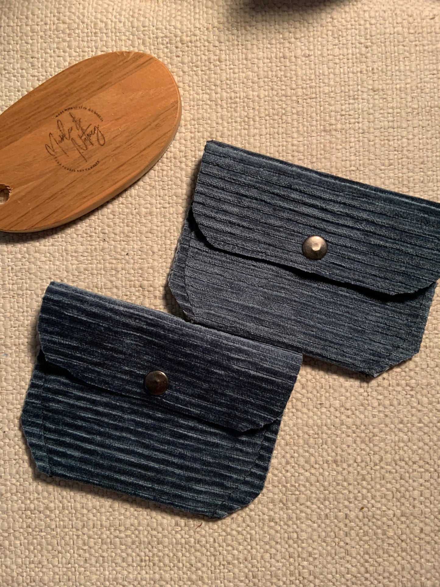 Bethanie Handmade Fabric Coin Purse Corduroy Blue