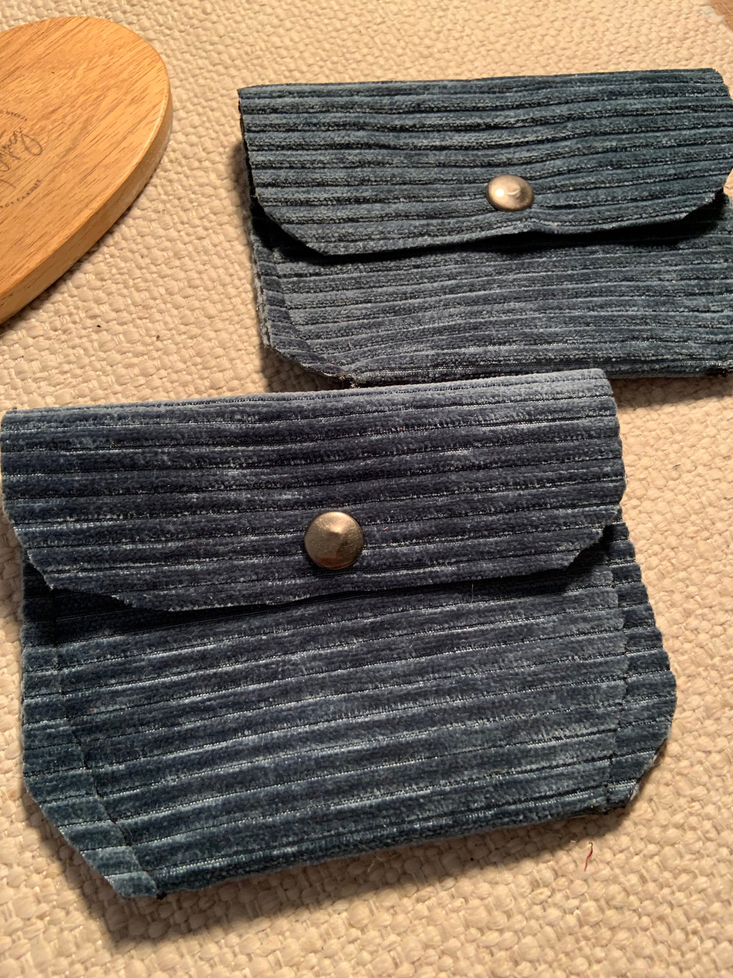 Bethanie Handmade Fabric Coin Purse Corduroy Blue