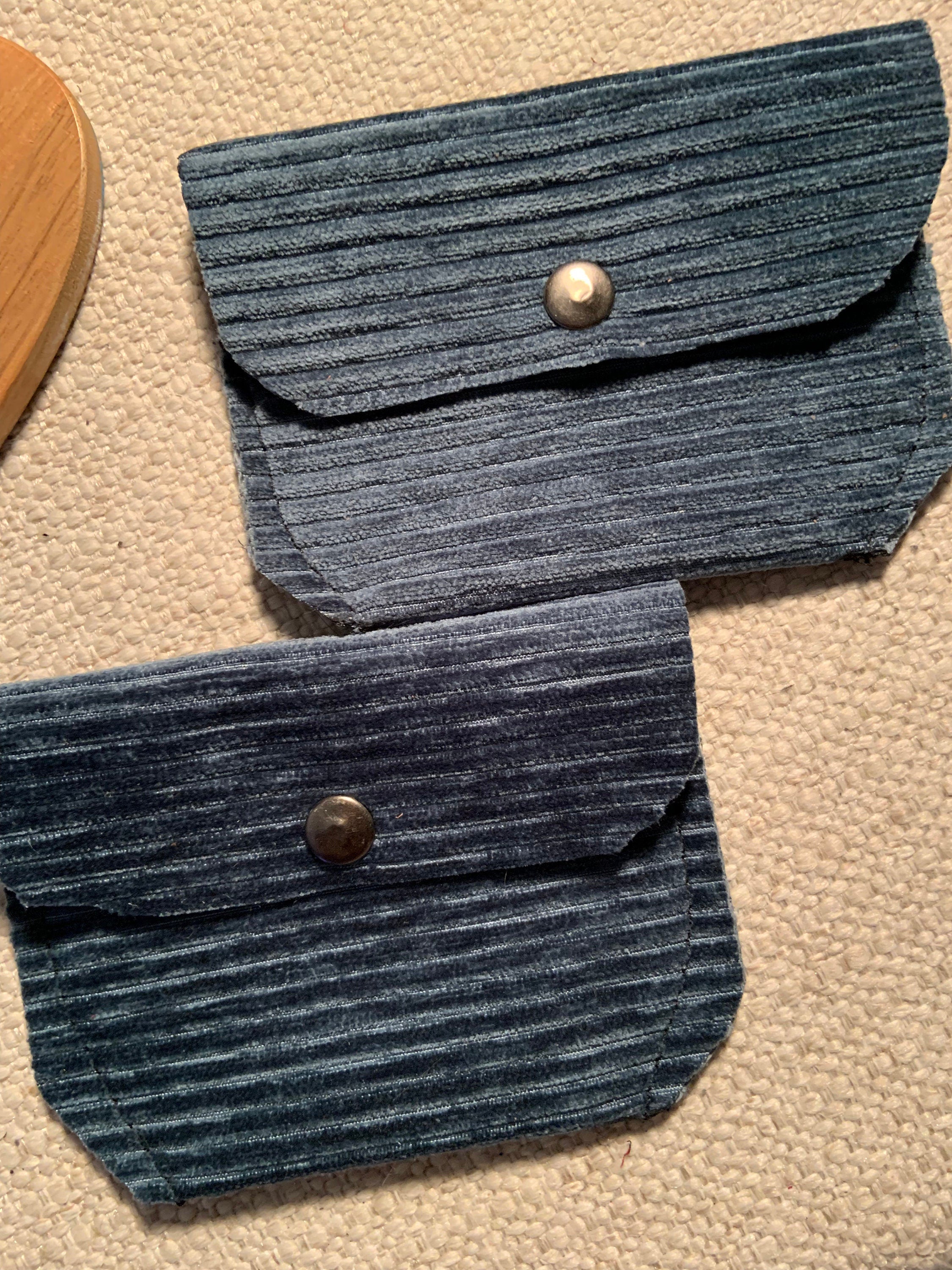 Bethanie Handmade Fabric Coin Purse Corduroy Blue