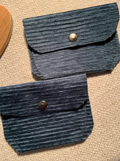 Bethanie Handmade Fabric Coin Purse Corduroy Blue