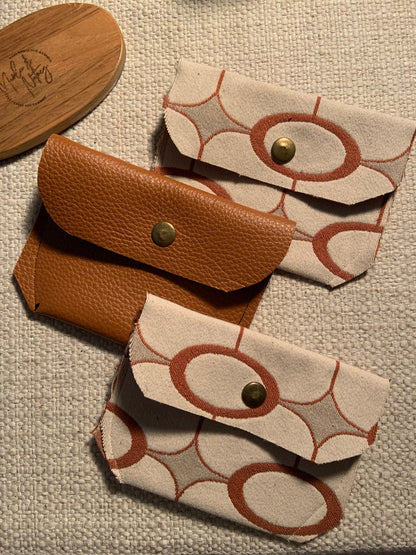 Bethanie Handmade Fabric Coin Purse Off White & Orange Pattern