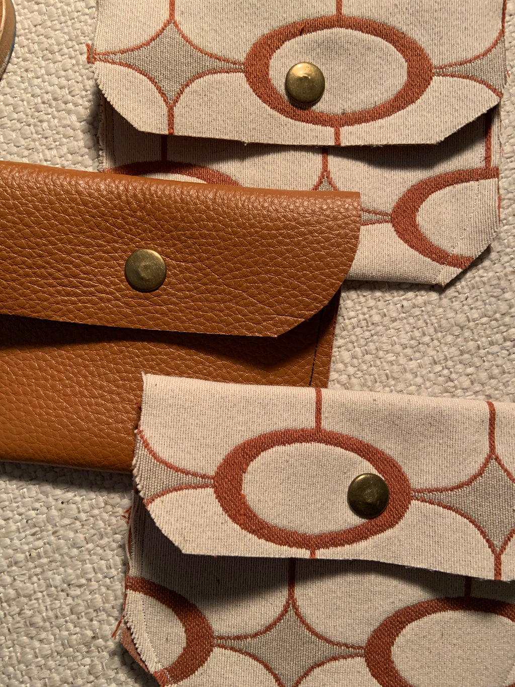 Bethanie Handmade Fabric Coin Purse Off White & Orange Pattern