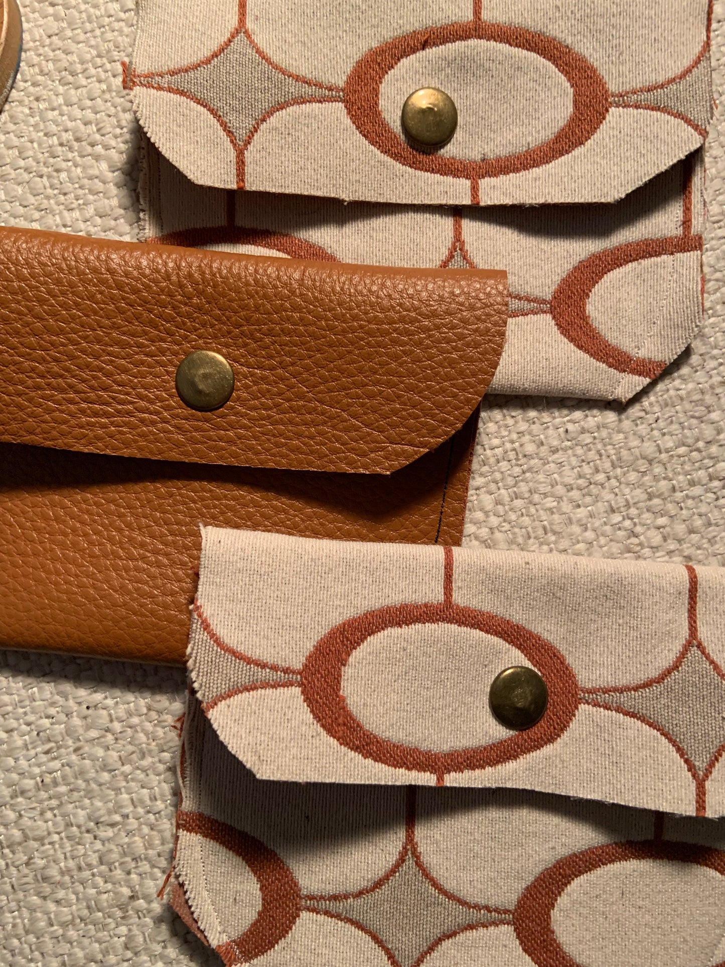 Bethanie Handmade Fabric Coin Purse Off White & Orange Pattern