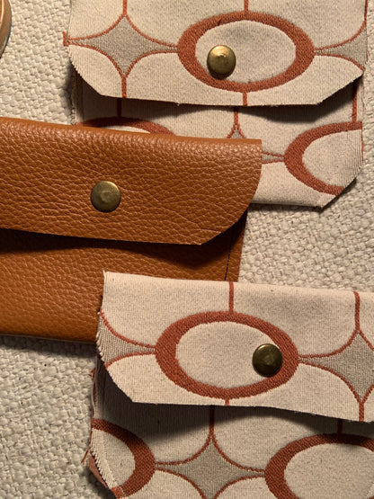 Bethanie Handmade Fabric Coin Purse Off White & Orange Pattern