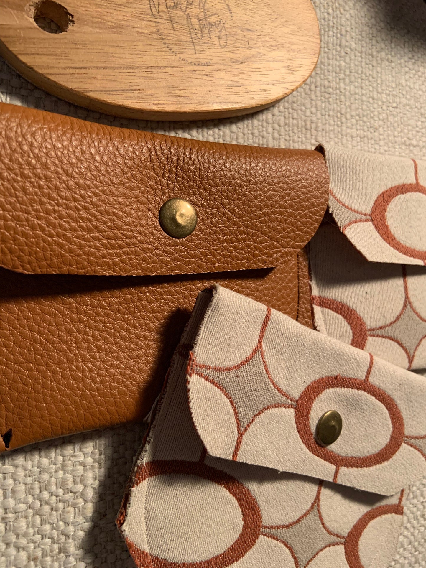 Bethanie Handmade Fabric Coin Purse Off White & Orange Pattern