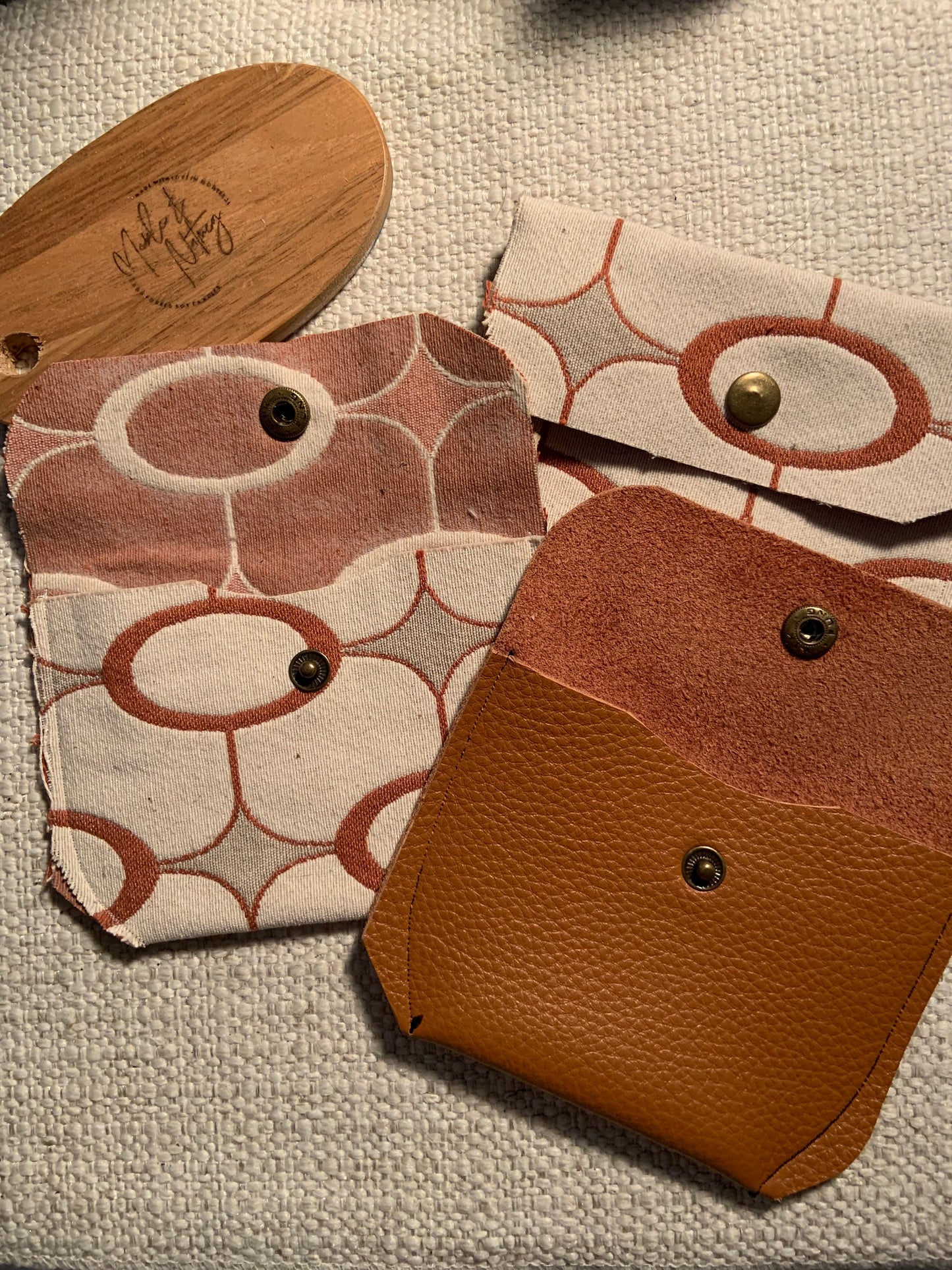 Bethanie Handmade Fabric Coin Purse Off White & Orange Pattern