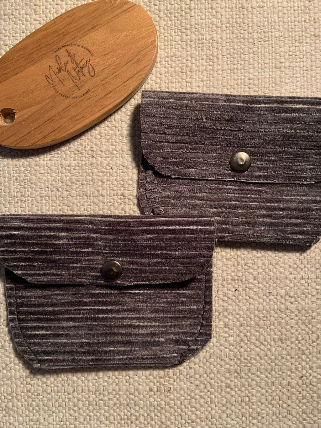 Bethanie Handmade Fabric Coin Purse Corduroy Grey