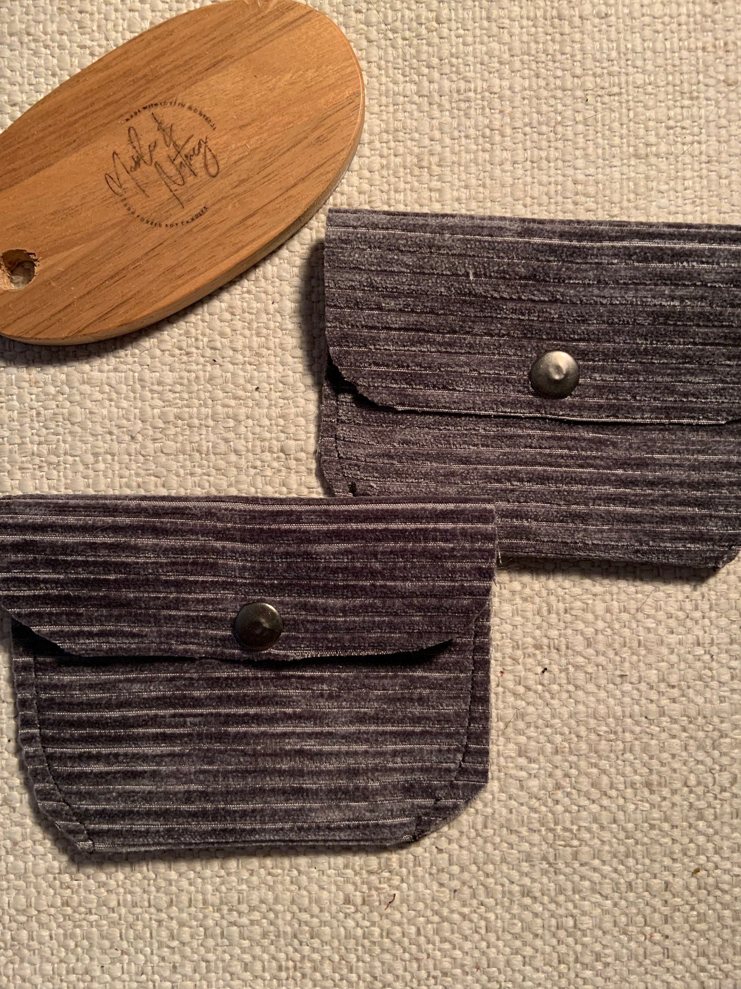 Bethanie Handmade Fabric Coin Purse Corduroy Grey