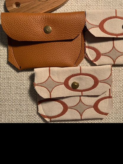 Bethanie Handmade Fabric Coin Purse Off White & Orange Pattern