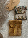 Evelyn Handmade Fabric Coin Purse Two Toned Woven Mustard Fabric