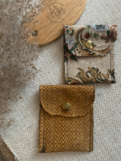 Evelyn Handmade Fabric Coin Purse Two Toned Woven Mustard Fabric