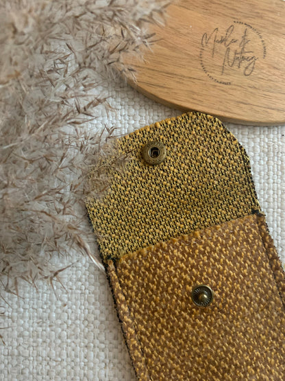 Evelyn Handmade Fabric Coin Purse Two Toned Woven Mustard Fabric