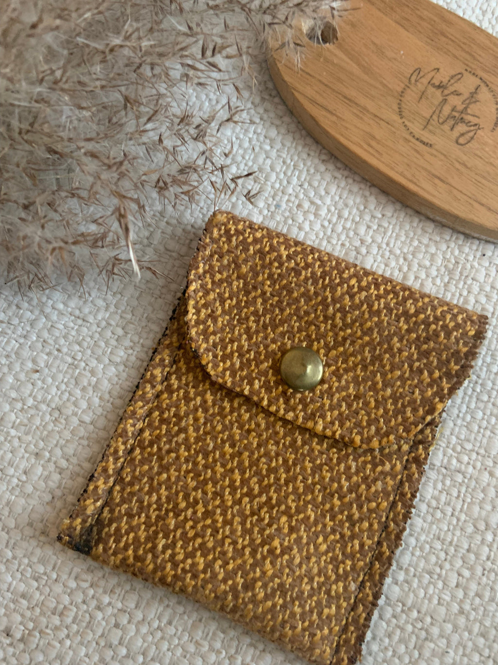 Evelyn Handmade Fabric Coin Purse Two Toned Woven Mustard Fabric