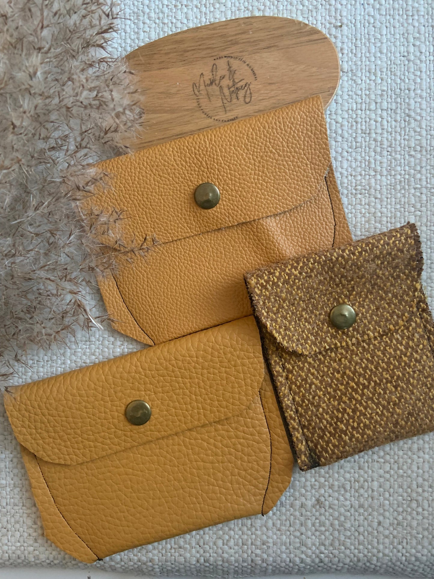 Evelyn Handmade Fabric Coin Purse Two Toned Woven Mustard Fabric