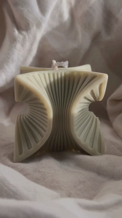 Sculptural Handmade Jasmine Scented Soy Candle Pale Green