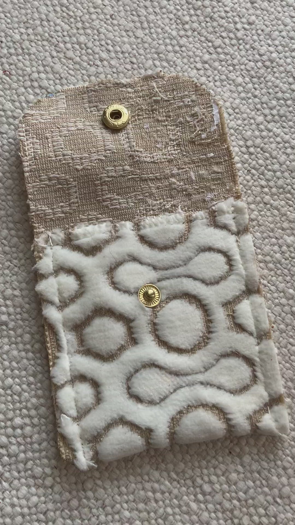 Evelyn Handmade Fabric Coin Purse Textured White/Beige Fabric