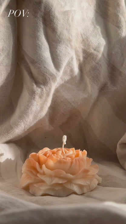Peony Handmade Floral Soy Candle Ombré Peach & White