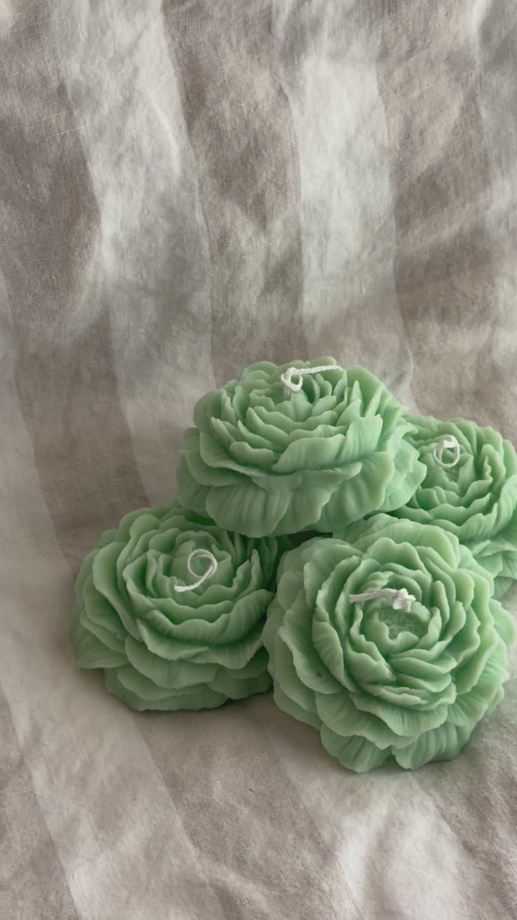 Peony Handmade Floral Soy Candle Green Basil & Bosc Pear Scented.